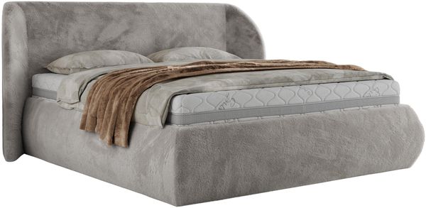 Polsterbett mit Lattenrost, Doppelbett Bettkasten, Bettgestell mit Gasdruckfeder - CAELA CLASSIC - 180 x 200 cm - Hellgrau Plüsch Bild 5