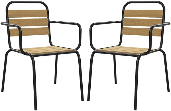 Vente-unique - LYLIOS Garden dining set Metall Schwarz - B 59,5 cm x H 80 cm x L 54 cm