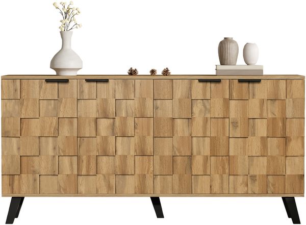 Moderner Sideboard mit 4 Türen, 160,5 x 35,5 x 78 cm – Praktisches Design für Wohnzimmer, Schlafzimmer und Esszimmer