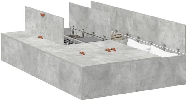 vidaXL Aufbewahrungsbettgestell Beton Grau 120 x 190 cm Holzwerkstoff 3335424 Bild 2