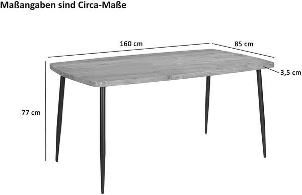 Esstisch Gerade Kante 160 x 85 cm Akazie massiv naturfarben Metallgestell Schwarz IRENE 137801312 Bild 6
