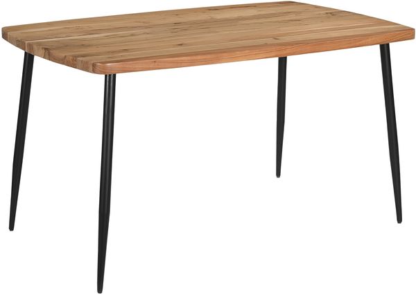 Esstisch Gerade Kante 160 x 85 cm Akazie massiv naturfarben Metallgestell Schwarz IRENE 137801312