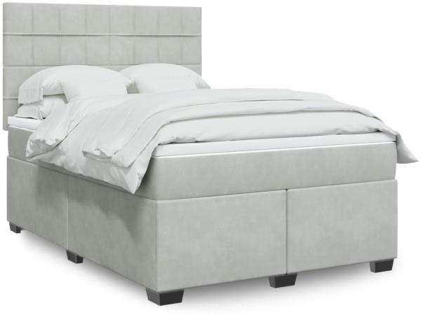 vidaXL Boxspringbett mit Matratze Hellgrau 160x200 cm Samt 3293254