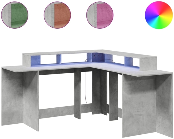 vidaXL LED-Schreibtisch Betongrau 152x152x91 cm Holzwerkstoff 3309459