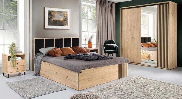 Beautysofa Kommode CAYA C‑20 mit 4 Schubladen und 3 Drehtüren, Soft-Close, optional mit Metallfüßen (10 cm)