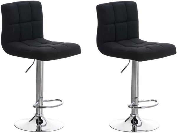 CLP 2er Set Barhocker Peru Stoff drehbar und höhenverstellbar,schwarz