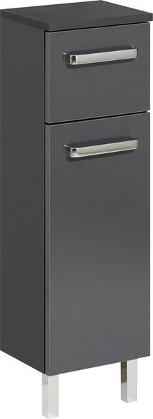 Saphir Unterschrank Quickset Badschrank mit 1 Tür, 1 Schublade, 25 cm breit Badezimmer-Unterschrank inkl. Türdämpfer, Griffe in Chrom Glanz