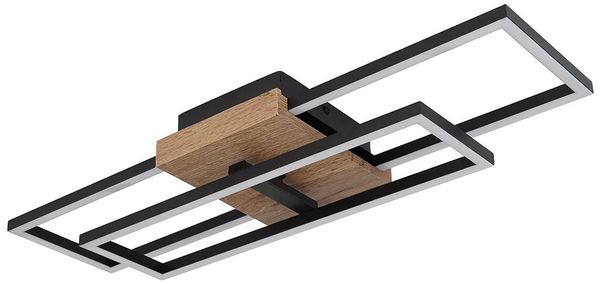 LED Deckenleuchte, Holzoptik, schwarz, beweglich, L 60 cm