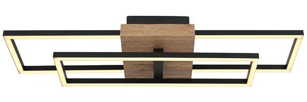 LED Deckenleuchte, Holzoptik, schwarz, beweglich, L 60 cm Bild 9