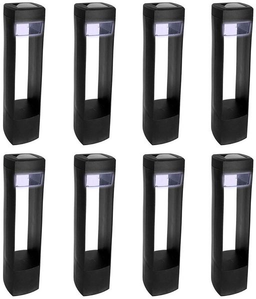 HAC24 LED Solarleuchte 8x Solar Lampe Kunststoff Schwarz Gartenleuchte Solarlampe Wegleuchte, LED fest integriert, Kaltweiß, Höhe 46cm
