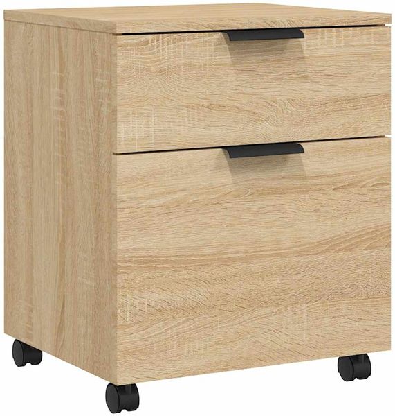 Rollcotainer MOSAB rollbar Sonoma-Eiche 45x38x54 cm | Nachttisch mit Rollen Aktenschrank rollbar kleiner Schubladenschrank