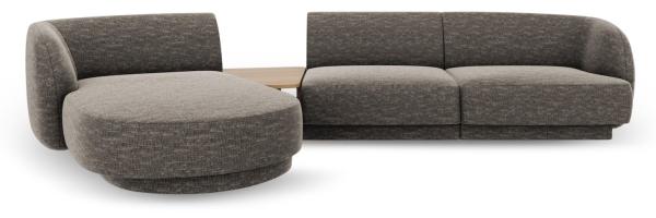 Micadoni Modulares Sofa Miley mit Recamiere 3-Sitzer Links Chenille Haga Grau