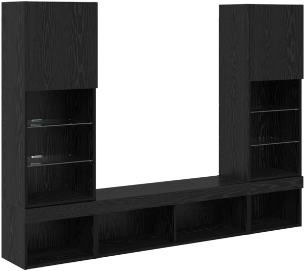 vidaXL TV Wand Einheiten mit LED mit LED 5 pcs Schwarz Eichen-Optik 3402959