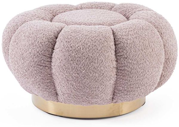 Pouf Florel aus Boucle-Stoff, Altrosa, 65 x 65 x 35 cm