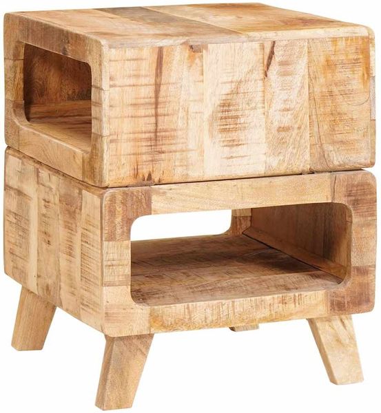 vidaXL Beistelltisch mit Regal Braun 40 x 40 x 49 cm Massivholz Mango 4104553