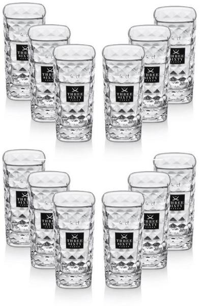 Three Sixty Vodka Shotgläser Set – 12x Glas-Shotgläser | 2 cl / 4 cl geeicht | Original Vodka-Gläser für Bar & Gastronomie