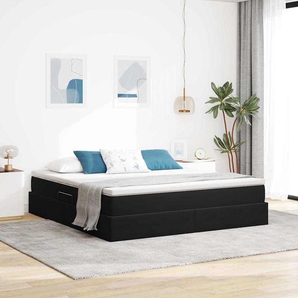 vidaXL Aufbewahrungsbett mit Matratze Schwarz 160 x 200 cm Samt 3370313