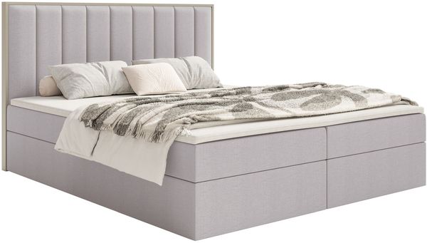 Selsey 'Togents' Boxspringbett 160x200 mit Stauraum und Topper, hydrophobe Chenille, grau