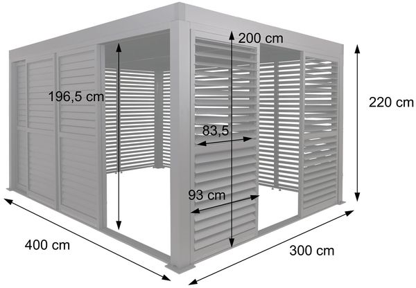 Mendler 'HWC-L46' Alu Pergola, Aluminium Anthrazit, 220 x 400 x 300 cm Bild 3