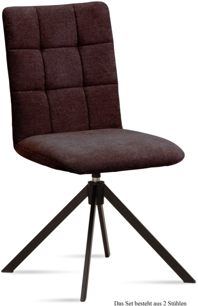 Esszimmerstuhl drehbar (2er-Set) Debora 47x91x60 Schwarz/Espresso