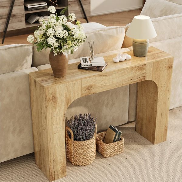 GarveeMore Konsolentisch 120/160cm Flurtisch Sofatisch Eingangstisch Beistelltisch