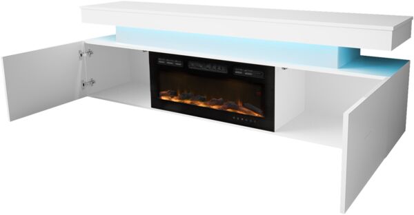 Mirjan24 'EF 2D Serkuzo' TV-Lowboard mit Kamin, MDF schwarz (hochglanz/matt), 59 x 41 x 190 cm Bild 6
