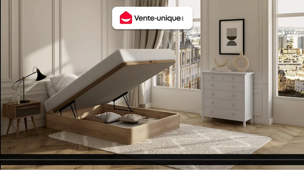 Vente-unique - Set aus Bettgestell mit Bettkasten + Taschenfederkernmatratze & Topper - 160 x 200 cm - Stärke 29 cm - Holzfarben hell - CANTERBURY von YSMÉE Bild 2