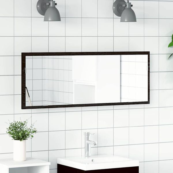 vidaXL LED-Badezimmerspiegel Schwarz Eichen-Optik 100 x 8,5 x 37 cm 862548
