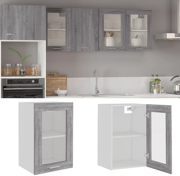 vidaXL Hängeschrank Lyon Glas Grau Sonoma 40x31x60 cm Holzwerkstoff 826346