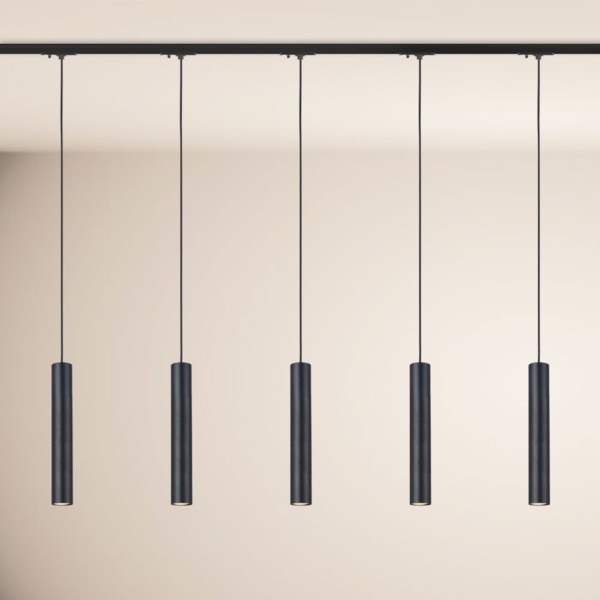 s.luce Crutch Hängelampe 1-Phasen-Schiene 200cm Endeinspeiser Schwarz