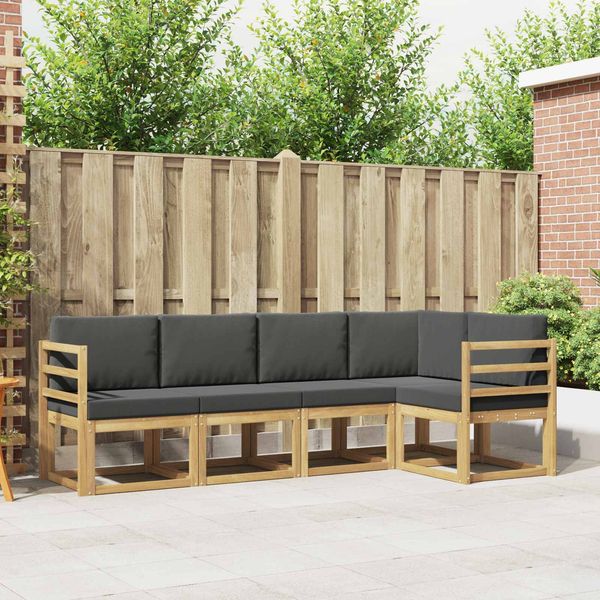 vidaXL Outdoor-Sofagarnitur mit Kissen 5 pcs Weiß und Anthrazit 3387616