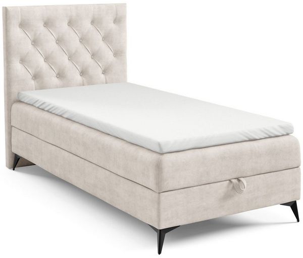 Best for Home Boxspringbett K18 Single SLIM mit Bettkasten & Bonellfedrkernmatratze, Topper H3 (Einzelbett, Polsterbett, Juniorbett, Hotelbett, versch. Größen, 70x200 80x200 90x200 100x200 cm), mit oder ohne Topper, Flexible Liefermöglichkeiten, Handwe...