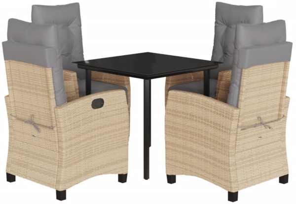 vidaXL 5-tlg. Garten-Essgruppe mit Kissen Beigemischung Poly Rattan 3213024
