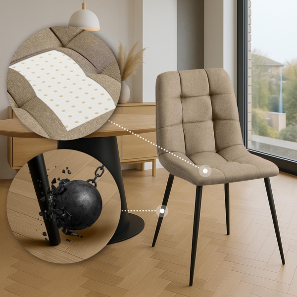 CLP Esszimmerstuhl Tilde Bezug gepolstert gesteppt mit Rückenlehne bis 150 kg,taupe Stoff Bild 4