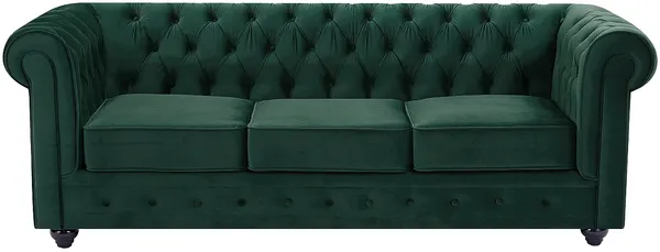 Vente-unique - CHESTERFIELD Sofa SamtStoff Grün - B 88 cm x H 72 cm x L 205 cm
