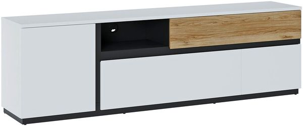 Lowboard TV-Unterschrank Novena 210,5x40x63cm weiß schwarz Catania Eiche