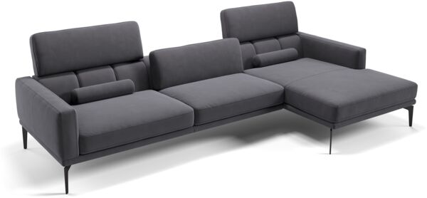 Sofanella Eckcouch SALERNO Stoffbezug Eckgarnitur Ecksofa in Dunkelgrau XL: 308 x 157 Breite x 97 Tiefe