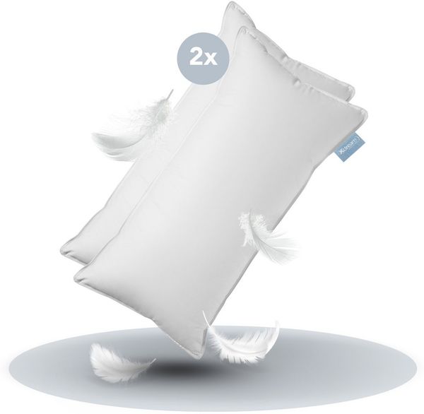 XDREAM Daunenkissen Premium, Kopfkissen 40x80 cm und 80x80 cm, entwickelt in Deutschland, Füllung: Daunen und Federn, Bezug: 100% Baumwolle, Rückenschläfer, Seitenschläfer, Bauchschläfer, Daunenkopfkissen, Bettkissen, Schlafkissen, für Allergiker geeignet