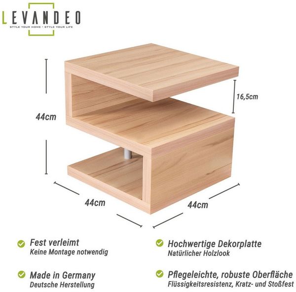 Levandeo® Couchtisch, Couchtisch Sigi Kernbuche Deutsche Herstellung 44x44x44cm