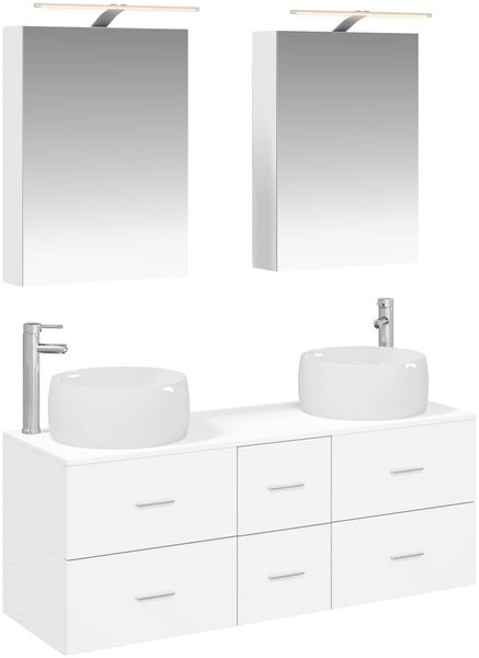 vidaXL Badezimmermöbel-Set 5 pcs Weiß Ingenieurholz und Glas 3407031