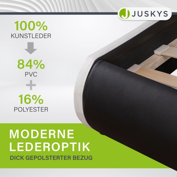 Juskys 'Sevilla' Polsterbett mit LED-Beleuchtung, Kunstleder, Schwarz, 180x200 cm, ohne Matratze Bild 6