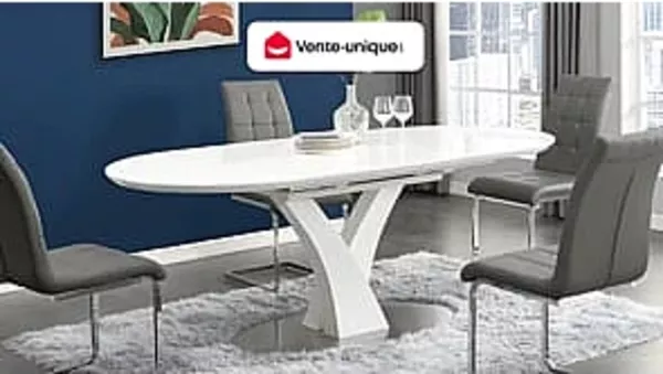 Vente-unique - TALARA Esstisch Holz, Platte Weiß - B 95 cm x H 76 cm x L 200 cm160 cm