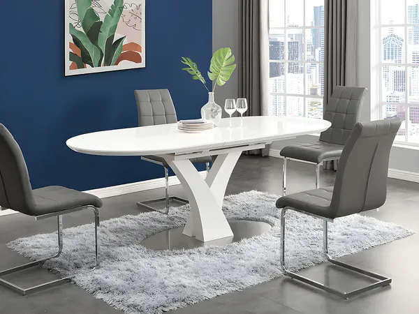Vente-unique - TALARA Esstisch Holz, Platte Weiß - B 95 cm x H 76 cm x L 200 cm160 cm