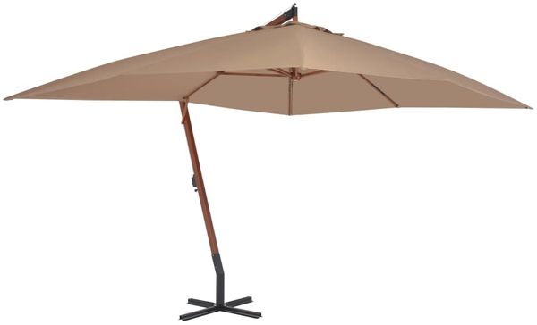 vidaXL Ampelschirm mit Holz-Mast 400x300 cm Taupe 44492