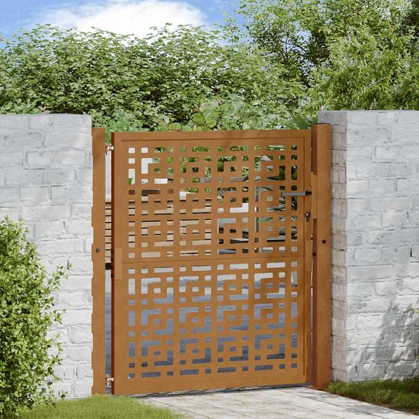 vidaXL Gartentor 100x100 cm Verwitterungsstahl Kreuzdesign 4101004
