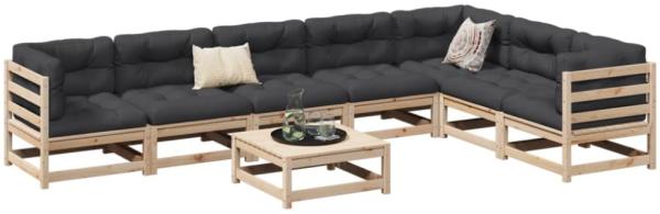 vidaXL 8-tlg. Garten-Sofagarnitur mit Kissen Massivholz Kiefer 3299478