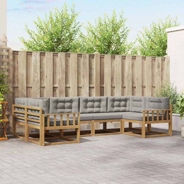 vidaXL Outdoor-Sofagarnitur mit Kissen 6 pcs Weiß und Hellgrau 3386930