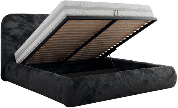 Bett mit Stauraum Polsterbett BENEA CLASSIC, Doppelbett mit Lattenrost Gepolstertes Kopfteil Gasdruckfeder Schlafzimmerbett - 140 x 200 cm - Dunkelgrau Plüsch Bild 6