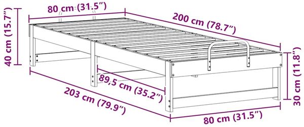 vidaXL Bettrahmen Braun 80 x 200 cm Massives Kiefernholz 873148 Bild 10