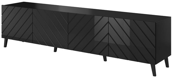 TV-Lowboard Mukodi 200 (Farbe: Schwarz / Schwarz Hochglanz)